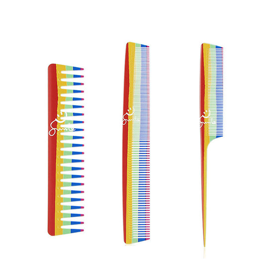 Beakey 3 Pcs Rainbow Hair Combs Anti-Static Wide Fine Tooth for Women Men