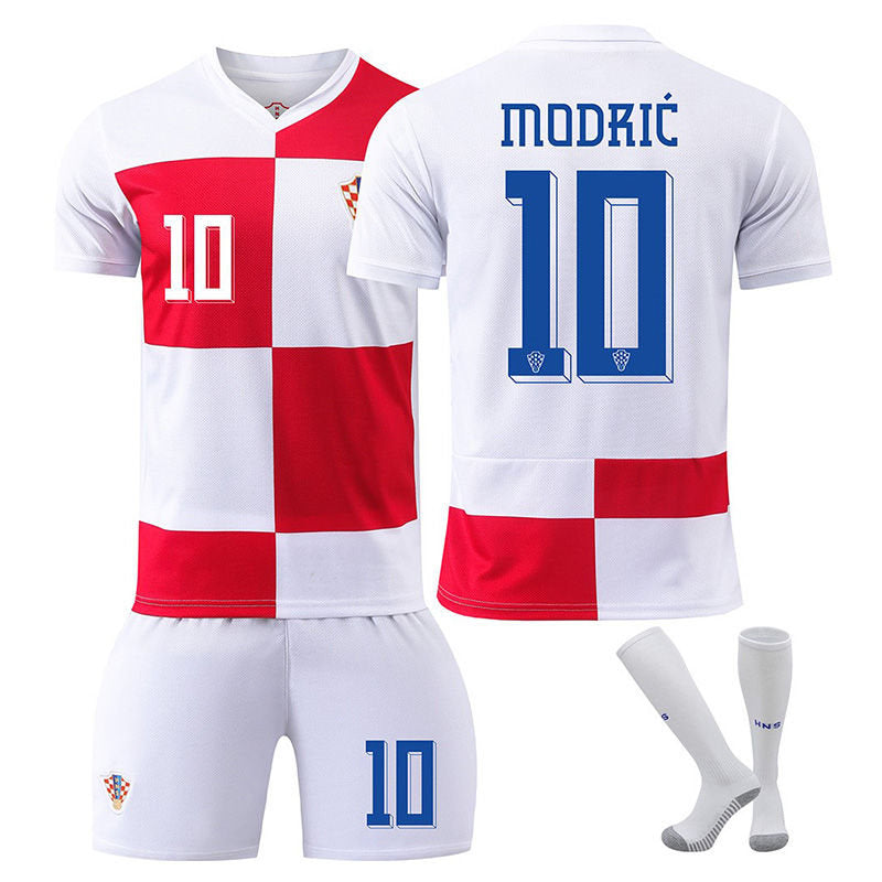 Beakey MODRIC #10 Croatia Home Jersey Soccer Jersey Kit Football T-shirt Set for Adult Kids