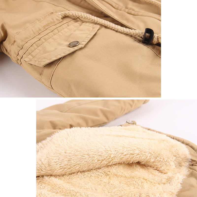 Beakey Kids Winter Jacket with Hood & Pockets Fleece Lining Outwear-Beige