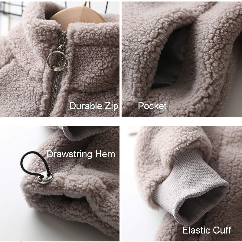 Beakey Baby Fleece Jacket Stand Collar Warm Zip Up Outwear for Winter-Khaki