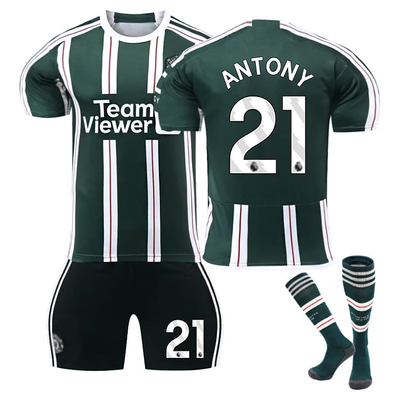 Beakey Red Devil Man Utd Away Jersey ANTONY #21 Soccer Jersey Kids Adult 3Pcs Jersey Kits