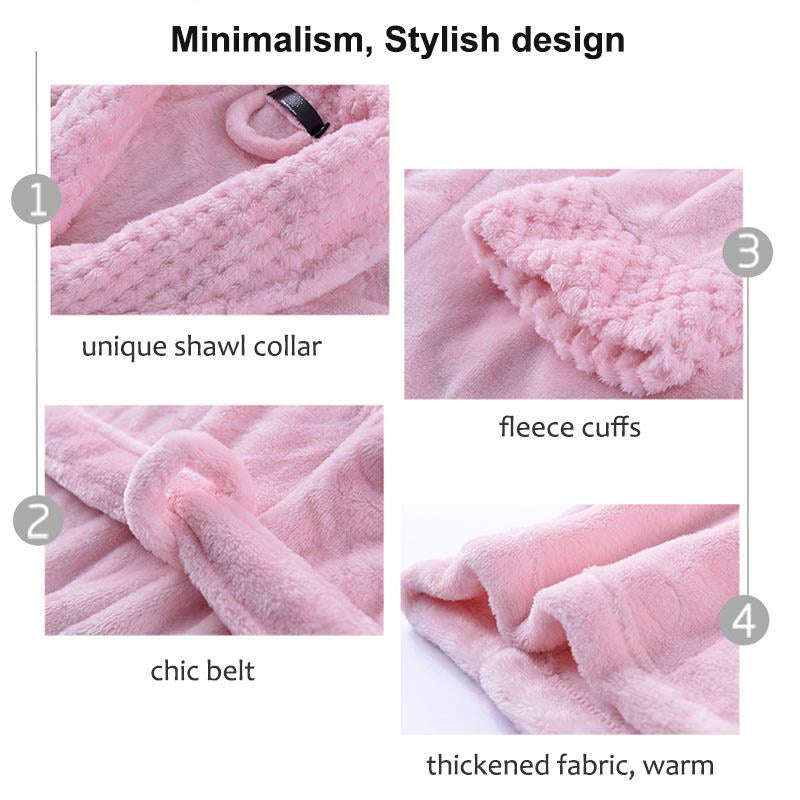Beakey Warm Soft Plush Robe with Pockets for Unisex-Pink