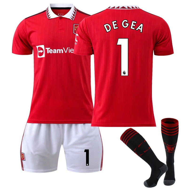 Beakey DE GEA #1 Manchester United F.C Home B-Jersey 2022/23 Soccer B-Jersey Set For Adult Kids