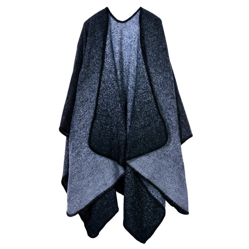 Beakey Womens Winter Reversible Oversized Blanket Cape Shawl-MudSpot Black