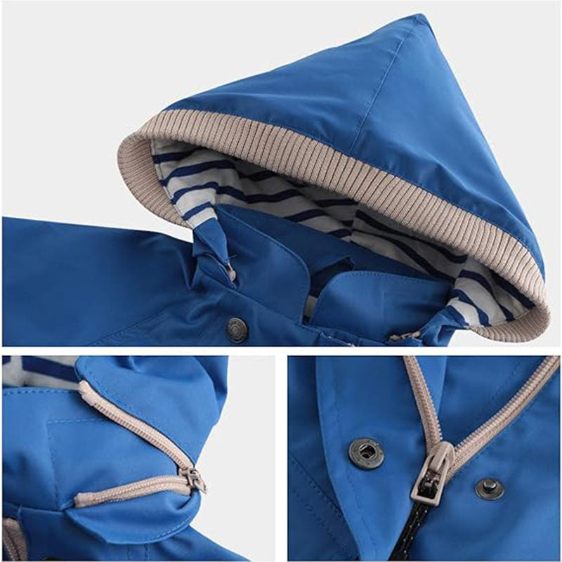 Beakey Kids Rain Jacket with Removable Hood Windproof for Spring Fall-Royal Blue