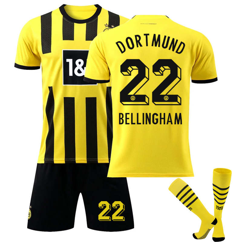 Beakey Dortmund Home Jersey 2022-23 BELLINGHAM #22 Soccer Jersey Kids Adult 3-Pieces Jersey Kits