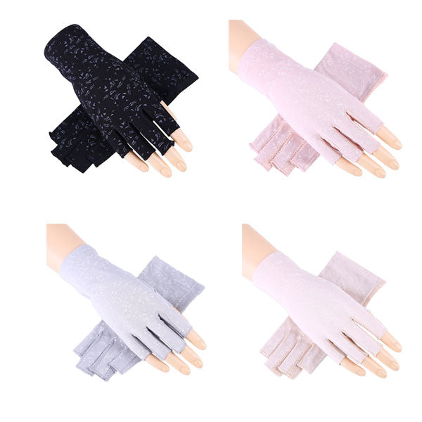 Beakey 4 Pairs Women Gloves Summer Sunscreen Fingerless Gloves UV Protection Half Finger Gloves-B