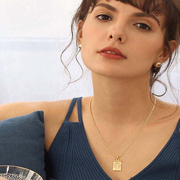 Beakey Simple Cute Long Pendant Necklace Oval Link Choker Double Layer Jewery-Saint Benedict-GL-0023A