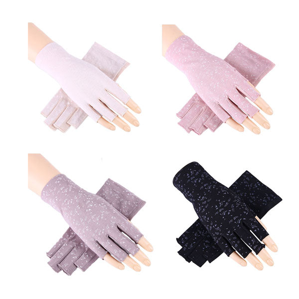 Beakey 4 Pairs Women Gloves Summer Sunscreen Fingerless Gloves UV Protection Half Finger Gloves-E