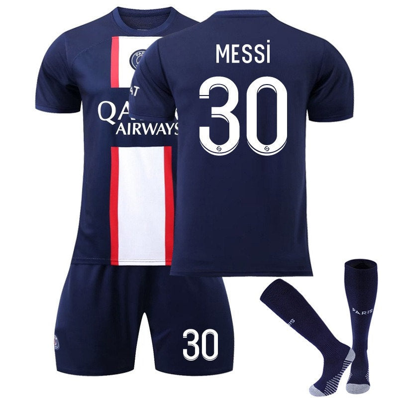 Beakey MESSI #30 Paris Home B-Jersey 2022/23 Soccer B-Jersey Kit Football T-shirt Set For Adult Kids