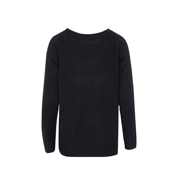 Beakey Women Cute Sweaters Heart Crewneck Long Sleeve Knitted Pullover Sweater-Black And White-118004