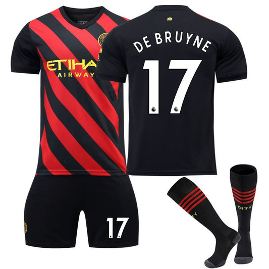 Beakey DE BRUYNE #17 Manchester Away Jersey 2022/23 Soccer Jersey Kit Football T-shirt Set For Adult Kids