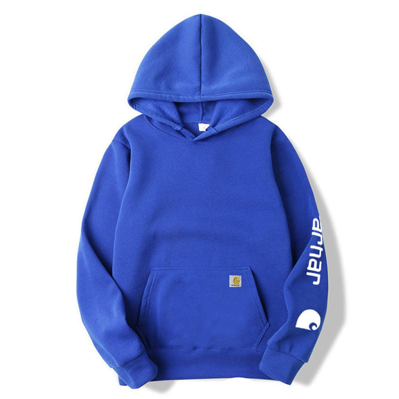 Beakey Mens Basic Hoodie with Pocket Long Sleeve Letter Print Sweatshirt-White