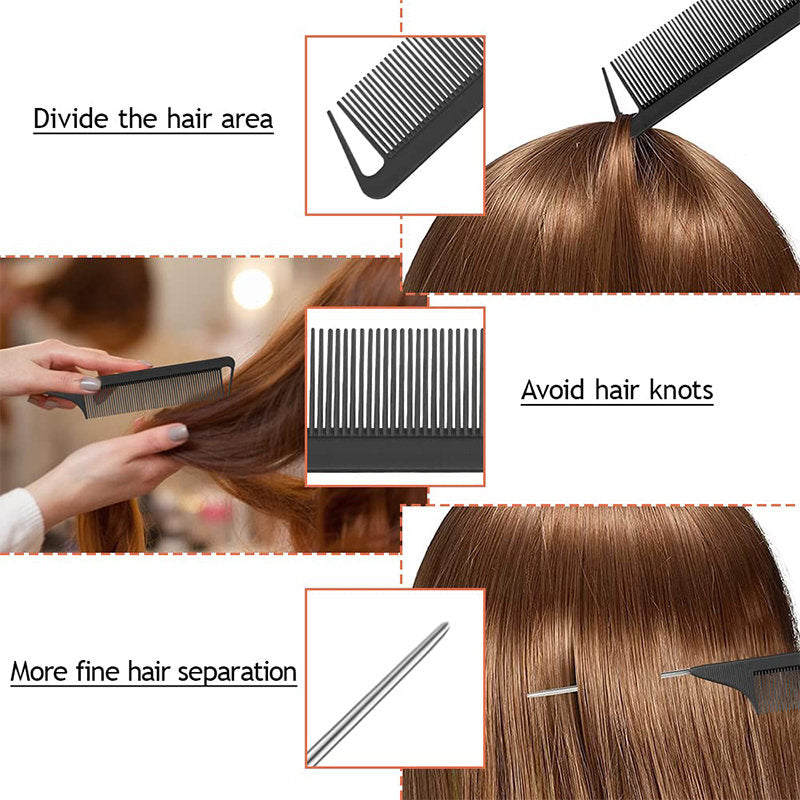 Beakey 4 Pcs French Braid Loop + 2 Pcs Rat Tail Comb for Hair Styling-Black