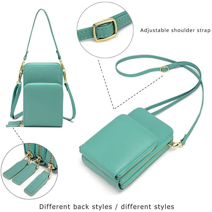 Beakey Crossbody Phone Bag for Women Small Shoulder Bag Cell Phone Wallet Purses and Handbags with 14 Credit Card Slots-Lightgreen