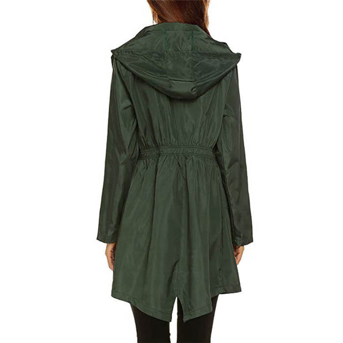 Beakey Rain Jackets Womens Lightweight Hooded Waterproof Outdoor Hiking Clothes-Dark Green-HYY0726