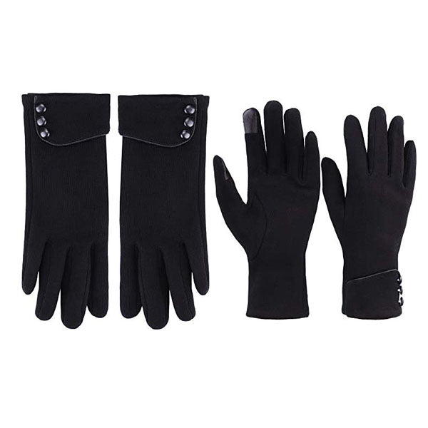 Beakey 3 Pairs Women Winter Gloves Warm Touchscreen Windproof Gloves-Black