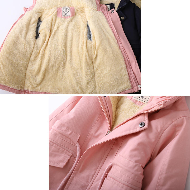 Beakey Kids Winter Jacket with Hood & Pockets Fleece Lining Outwear-Pink