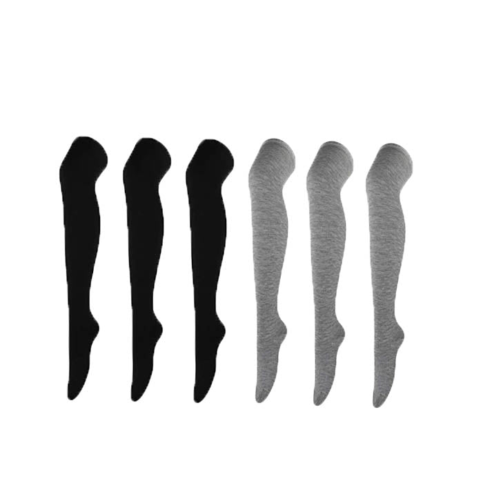 Beakey 6 Packs E Womens Long Solid Color Socks Over Knee Thigh High Socks Warm Stocking