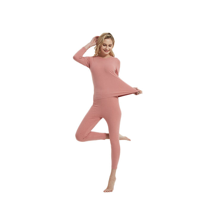Beakey Women's Ultra Soft Autumn And Winter Thermal Underwear Fleece Lined Pajamas-Water Red