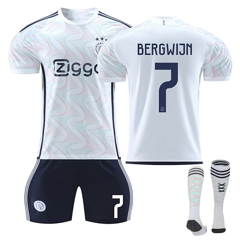 Beakey Ajax Away Jersey BERGWIJN #7 Soccer Jersey Kids Adult 3-Pieces Jersey Kits
