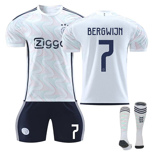 Beakey Ajax Away Jersey BERGWIJN #7 Soccer Jersey Kids Adult 3-Pieces Jersey Kits