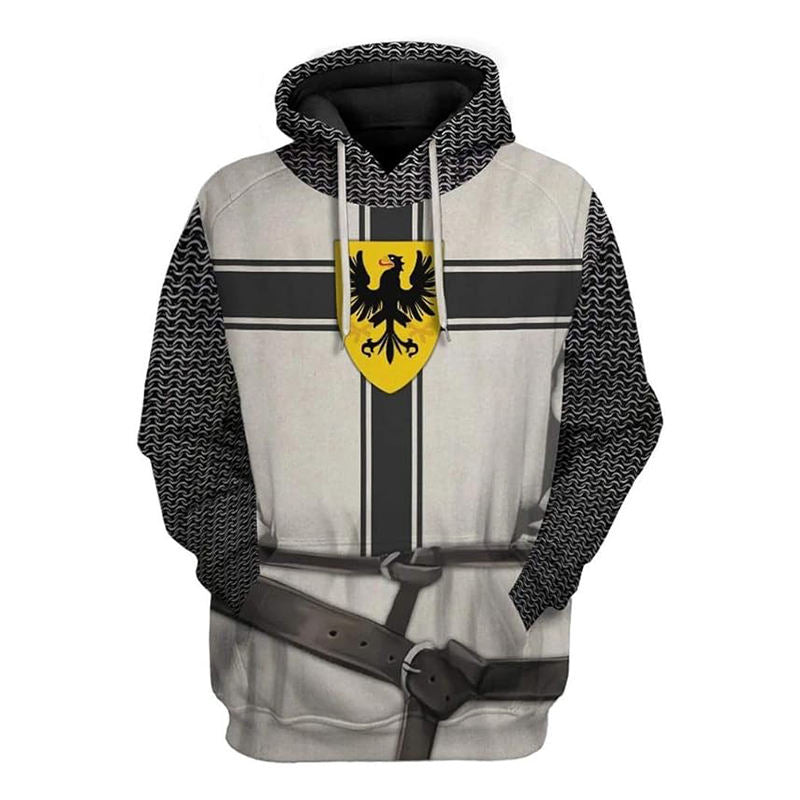 Beakey Medieval Knight Hoodie for Women Men Classic 3D Printed Sweatshirt-D