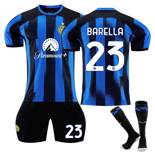 Beakey INTER Home Jersey BARELLA #23 Soccer Jersey Kids Adult 3-Pieces Jersey Kits