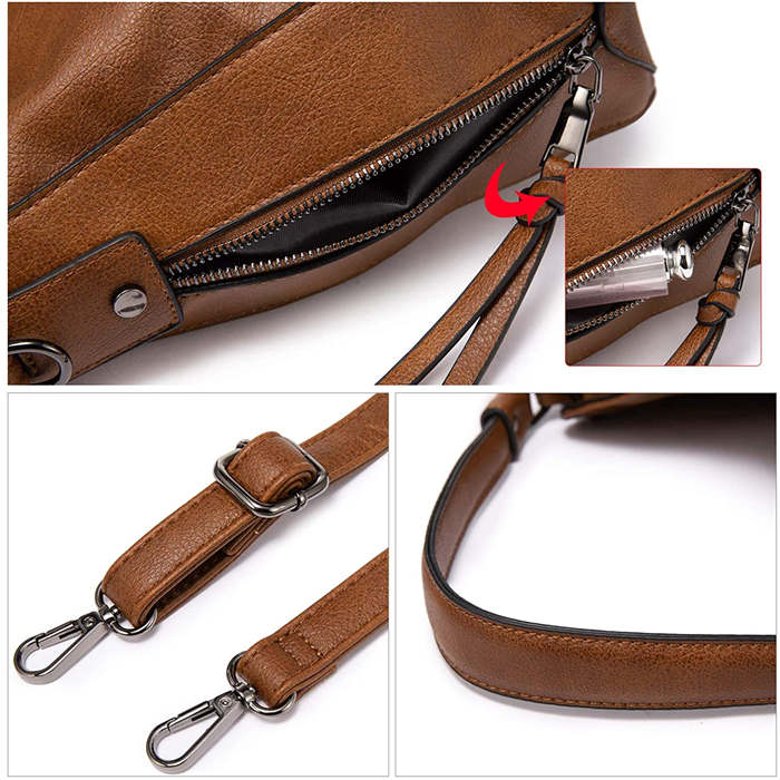 Beakey Handbags for Women Large Designer Ladies Hobo bag Bucket Purse Faux Leather-Brown
