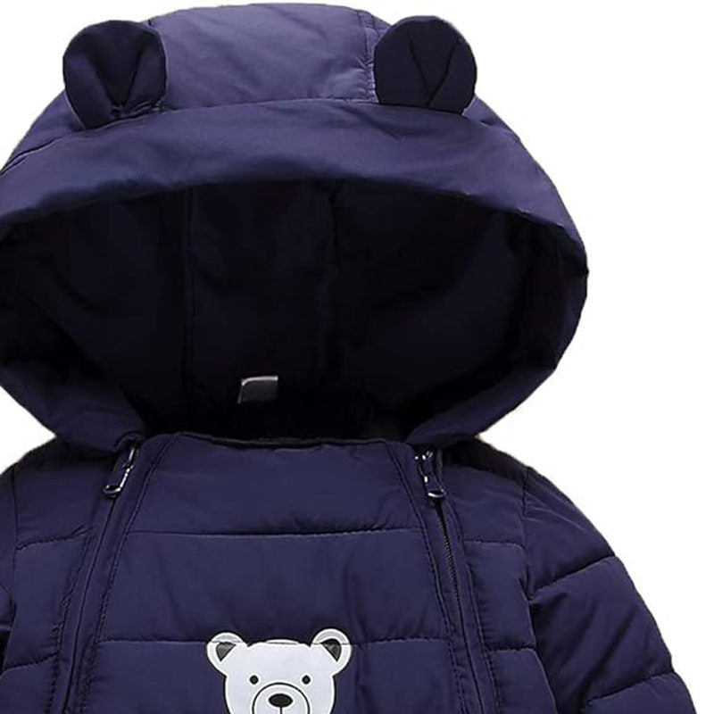 Beakey Baby Warm Romper with Bear Hood Winter Snowsuit for 0-18 Months-Navy Blue