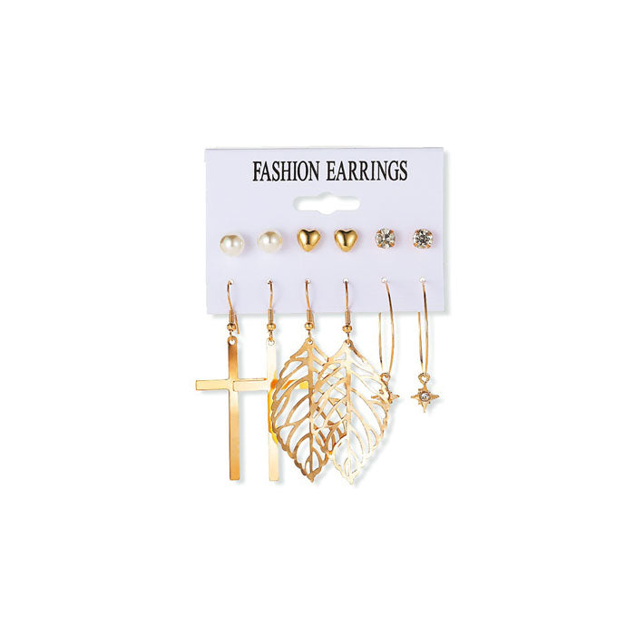 Beakey 6 Pairs Fashion Earrings Set with Tassel Dangle Hoop Earrings Colorful Statement Earrings Studs-(Style 7)