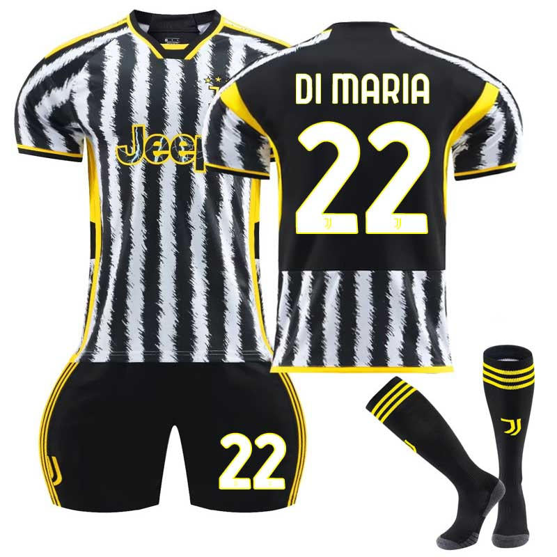 Beakey Juventus Home Jersey DI MARIA #22 Soccer Jersey Kids Adult 3-Pieces Jersey Kits