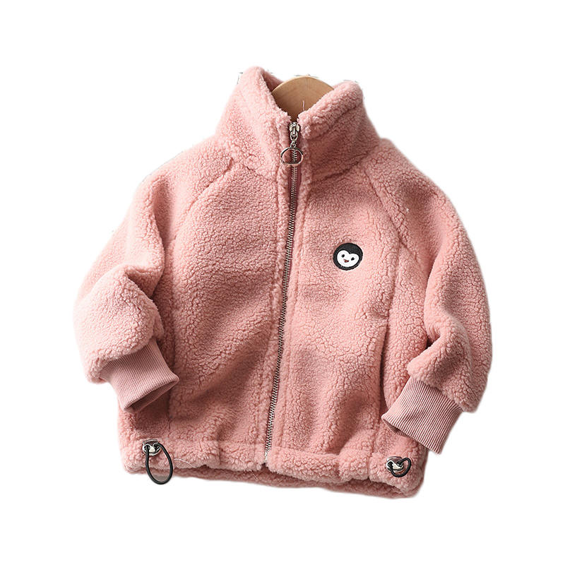 Beakey Baby Fleece Jacket Stand Collar Warm Zip Up Outwear for Winter-Pink