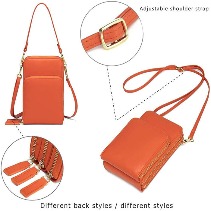 Beakey Crossbody Phone Bag for Women Small Shoulder Bag Cell Phone Wallet Purses and Handbags with 14 Credit Card Slots-Orange