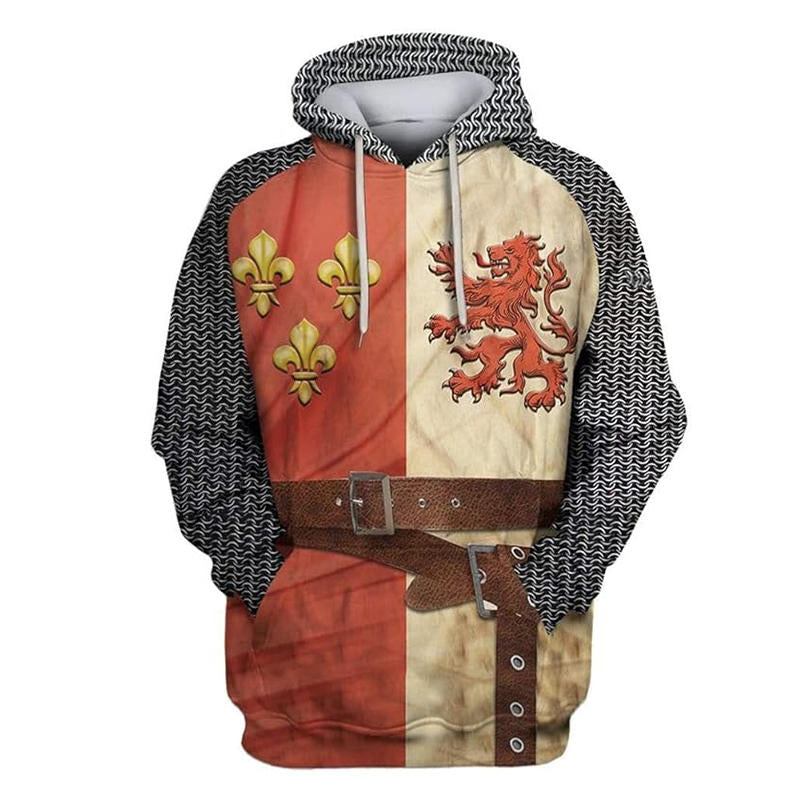 Beakey Medieval Knight Hoodie for Women Men Classic 3D Printed Sweatshirt-C