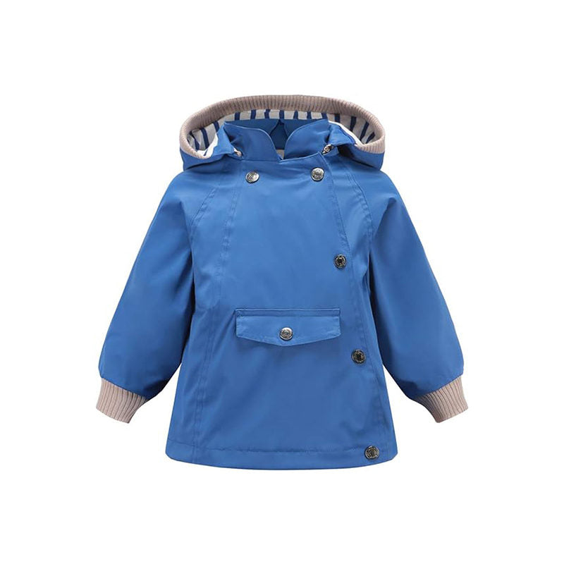 Beakey Kids Rain Jacket with Removable Hood Windproof for Spring Fall-Royal Blue