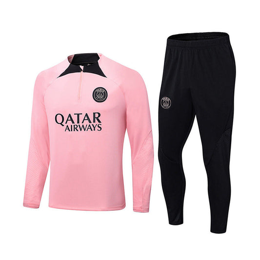 Beakey Paris Soccer Suit Breathable Football Jersey with Half Zipper for Kids Adult-Pink