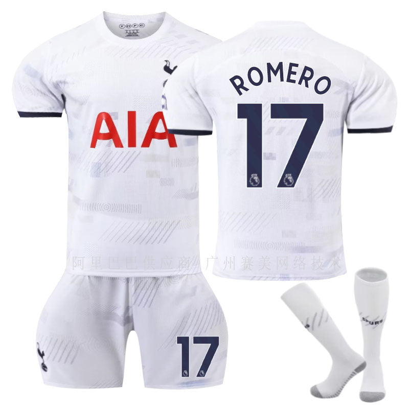 Beakey Spurs Home Jersey ROMERO #17 Soccer Jersey Kids Adult 3-Pieces Jersey Kits-White