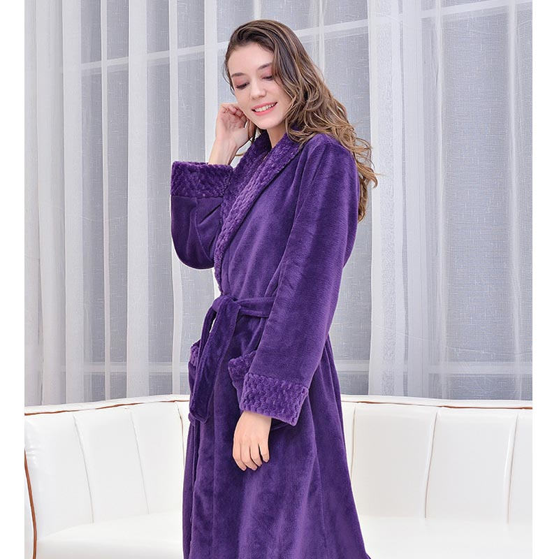 Beakey Warm Soft Plush Robe with Pockets for Unisex-Purple