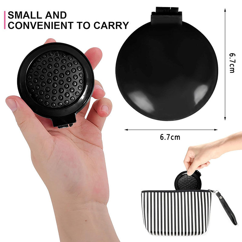 Beakey Mini Hair Brush for Purse Portable Pocket Hair Brush with Mirror for Girls Travel Size-Black