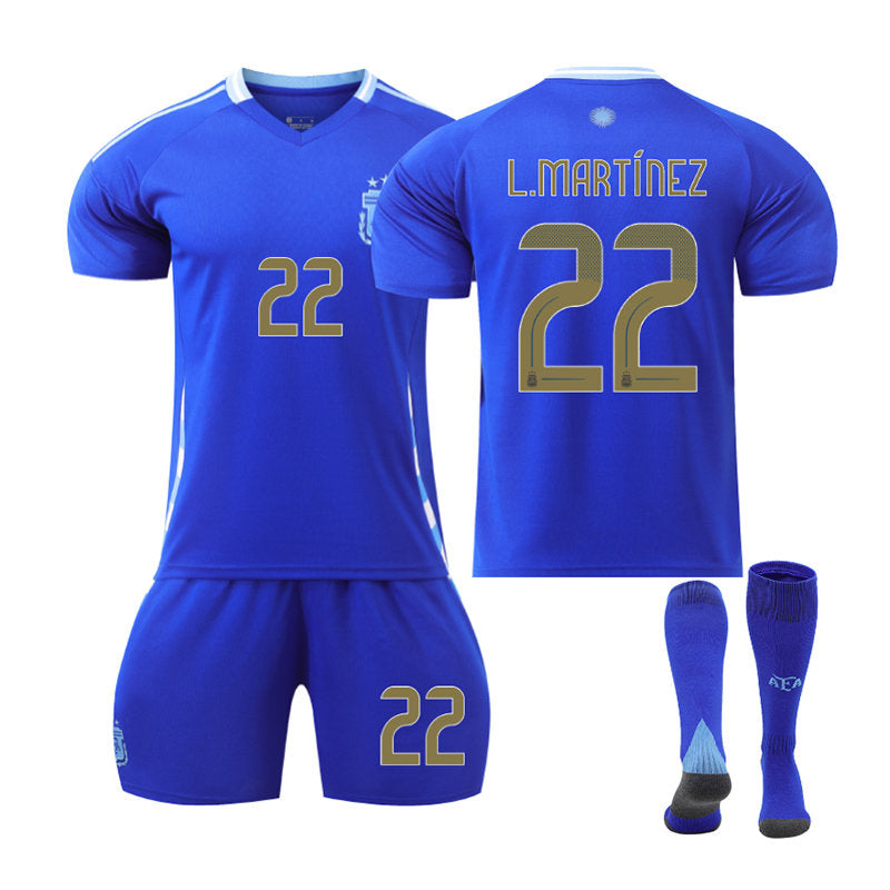 Beakey L.MARTINEZ #22 Argentina Away Jersey Soccer Jersey Kit Football T-shirt Set for Adult Kids