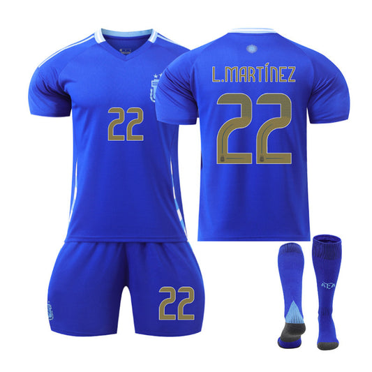 Beakey L.MARTINEZ #22 Argentina Away Jersey Soccer Jersey Kit Football T-shirt Set for Adult Kids