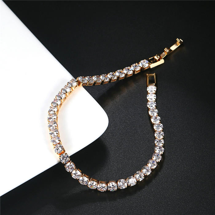 Beakey 4mm Cubic Zirconia Classic Tennis 17/18/19cm Bracelets For Women-Platinum