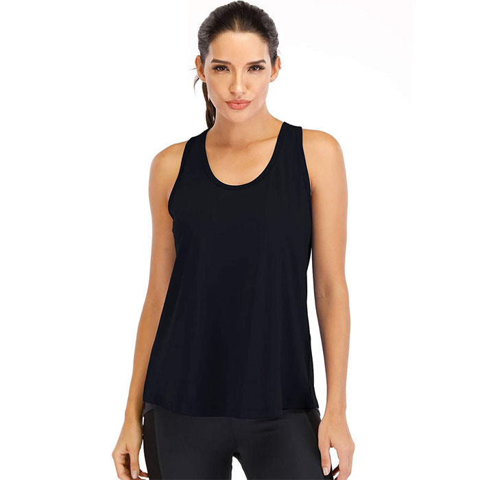 Beakey Workout Tops For Women Loose Fit Mesh Backless Quick-drying Vest-Black-202088