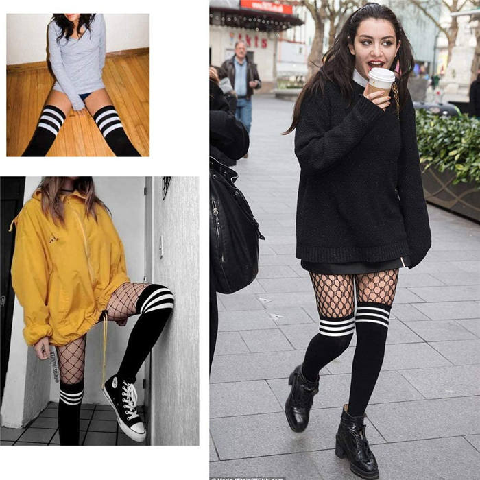 Beakey 6 Packs B Womens Long Striped Socks Over Knee Thigh High Socks Warm Stocking