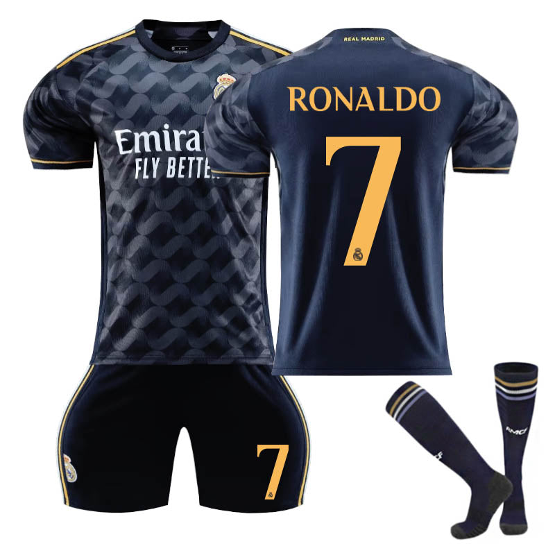 Beakey Real Madrid Away Jersey RONALDO #7 Soccer Jersey Kids Adult 3Pcs Jersey Kits