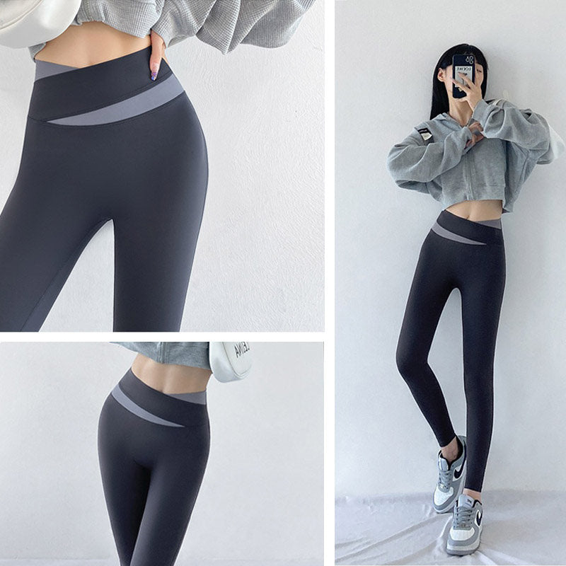 Beakey Womens Legging Cross High Waist Butt Lifting Yoga Pants for Spring-BlueGrey