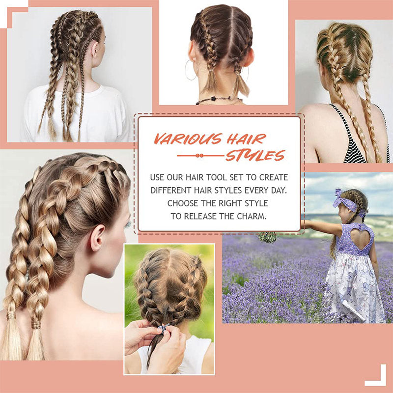 Beakey 4 Pcs French Braid Loop + 2 Pcs Rat Tail Comb for Hair Styling-Black