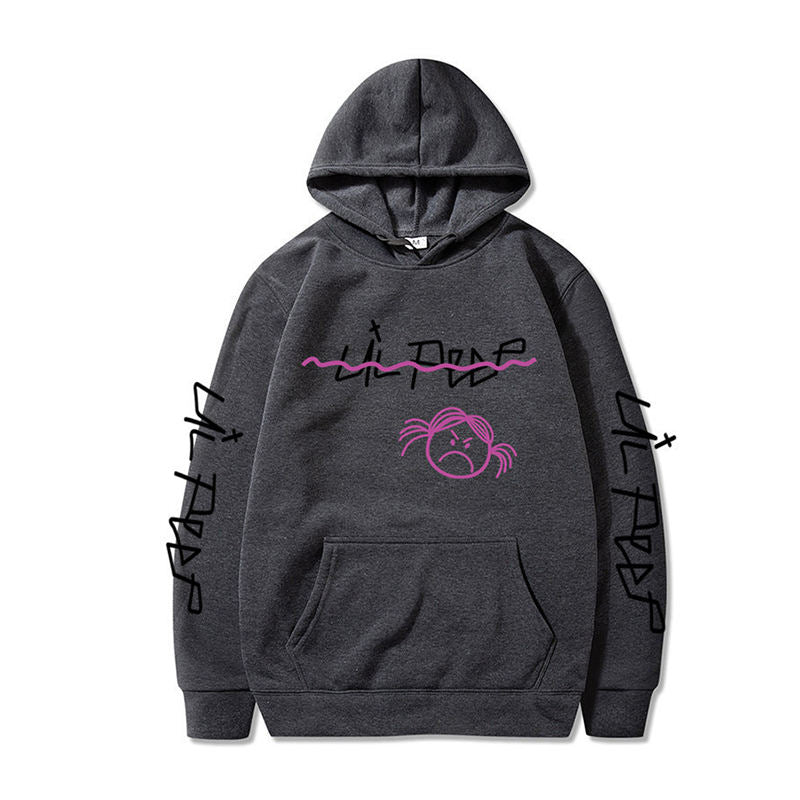 Beakey Unisex Hoodie for Winter with Front Pocket Letter Print Sweatshirt-DarkGreyB