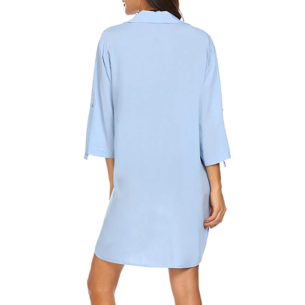 Beakey Women's Swimsuit Beach Cover Up Shirt Bikini Beachwear Bathing Suit Beach Dress - Light Blue